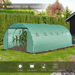 Outsunny 6 x 3 x 2m Greenhouse Replacement Cover ONLY Winter Garden Plant PE Cover for Tunnel Walk-in Greenhouse with Roll-up Windows Door Outdoor, Green