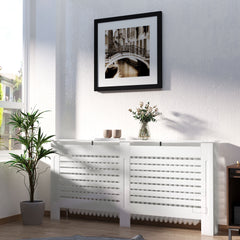 HOMCOM Radiator Cover, Modern MDF White Painted Cabinet with Horizontal Slats for Living Room, Bedroom, 172L x 19W x 81H cm