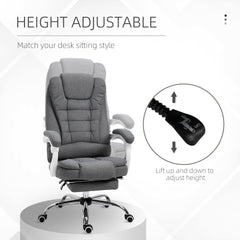 Vinsetto Office Chair, Computer Desk Chair, Linen Fabric Swivel Rolling Task Chair with Large Soft Padded Cushion, 135√Ç¬∞ Reclining Backrest and Retractable Footrest, Grey