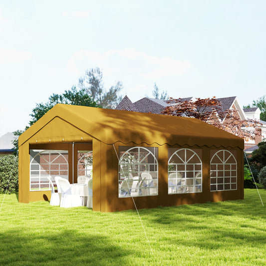 Outsunny 6m x 4m Garden Gazebo, Galvanised Marquee Party Tent with Removable Sides and Windows for Parties, Wedding and Events, Yellow