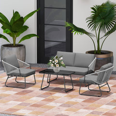 Outsunny Four-Piece Rattan Strong Panel Outdoor Sofa Set - Grey