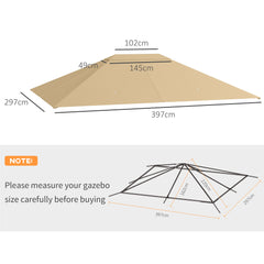 غطاء بديل لمظلة Gazebo مقاس 3 × 4 أمتار من Outsunny، غطاء بديل لسقف Gazebo (الغطاء العلوي فقط)، لون كاكي