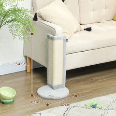 PawHut 56cm Corner Cat Scratching Post with Sisal Scratching Pad, Grey