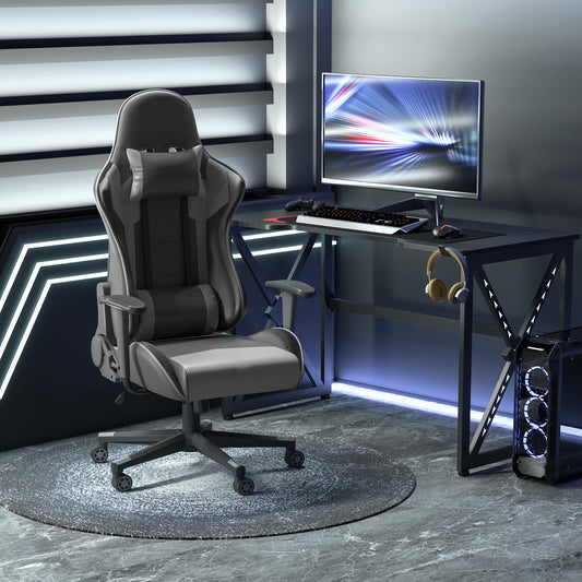 Vinsetto Gaming Chair, Computer Desk Chair, Racing Chair with Adjustable Height, Head Pillow and Lumbar Support for Adults, Black