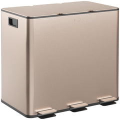 HOMCOM 45L Triple Compartment Stainless Steel Bin, with Deodoriser Holders - Gold Tone