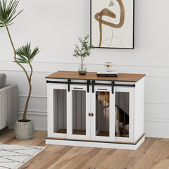 PawHut Dog Crate Furniture for Large Dogs, Double Dog Cage for Small Dogs