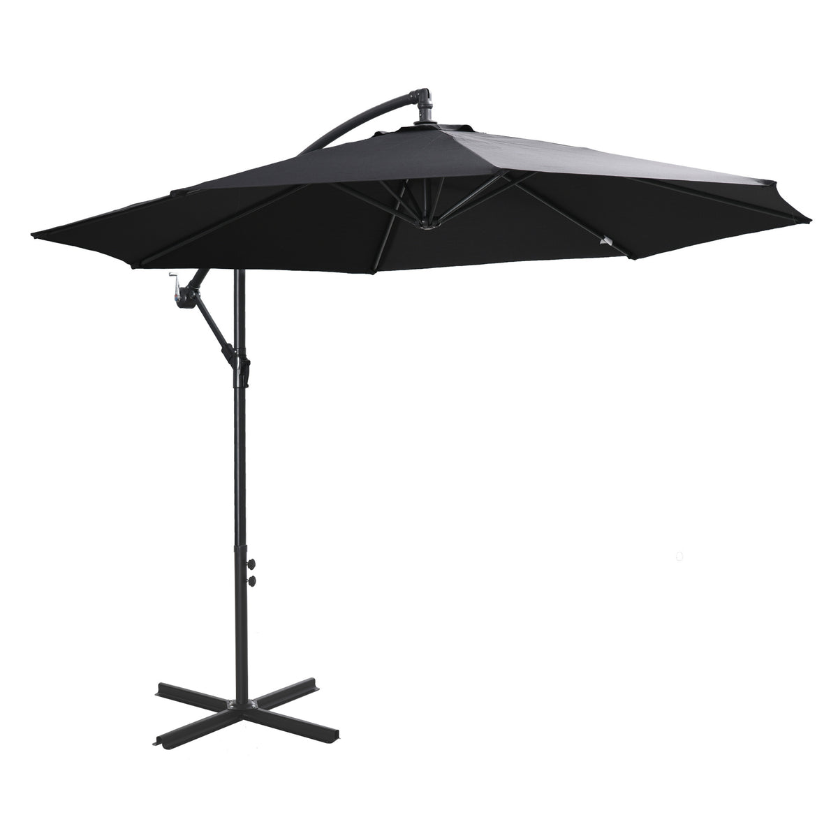 Outsunny 2.45m Overhanging Cantilever Parasol, with Cross Base - Black