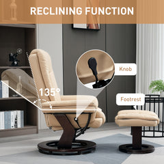 HOMCOM Faux Leather 135√Ç¬∞ Reclining Chair and Footstool - Beige