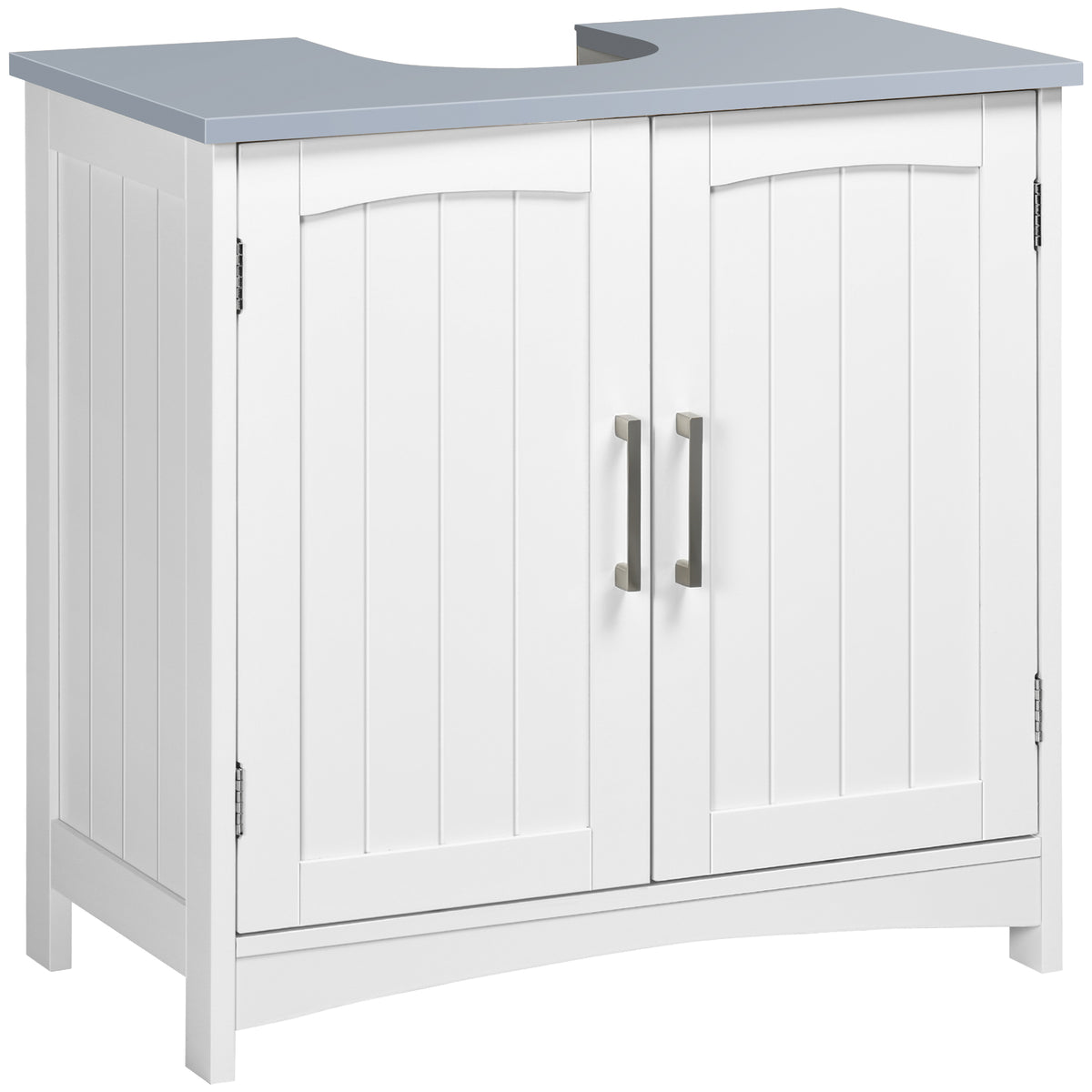 kleankin Pedestal Under Sink Cabinet with Double Doors, Modern Bathroom Vanity Unit, Storage Cupboard with Adjustable Shelves, White