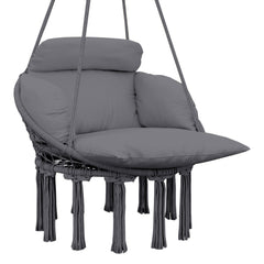 Outsunny Hanging Chair Outdoor Hammock Chair with Soft Cushion, Cotton Rope Boho Style Swing Chair, Hanging Garden Swing Seat for Indoor Outdoor, Dark Grey