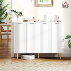 HOMCOM Sideboard Buffet Cabinet, Modern Kitchen Storage Cabinet with 4 Doors and Adjustable Shelves, Living Room Cabinet with Metal Legs for Hallway, White