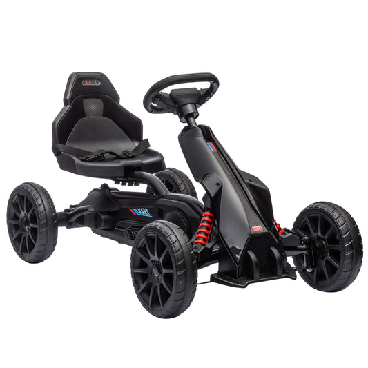 HOMCOM Kids Pedal Go Kart, with Adjustable Seat, EVA Wheels, Seat, Handbrake - Black