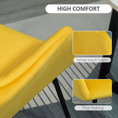 HOMCOM Velvet-Feel Plisse Back Accent Chair - Yellow