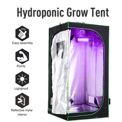 Outsunny Grow Tent Reflective Mylar Hydroponic with Adjustable Vents and Floor Tray for Indoor Plant Growing, 80 x 80 x 160 cm (31.5" x 31.5" x 63")