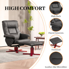 HOMCOM Faux Microfibre Leather Manual Recliner and Footstool Set - Black