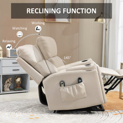 HOMCOM Electric Riser and Recliner Chair, with Massage and Heat - Beige