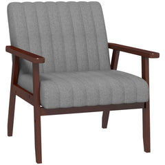 HOMCOM Mid Century Accent Chair, with Wooden Legs - Grey