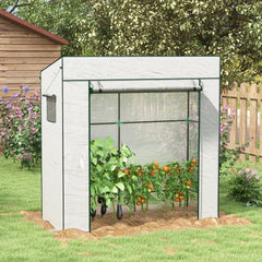 Outsunny PE Cover Walk-in Outdoor Greenhouse, White