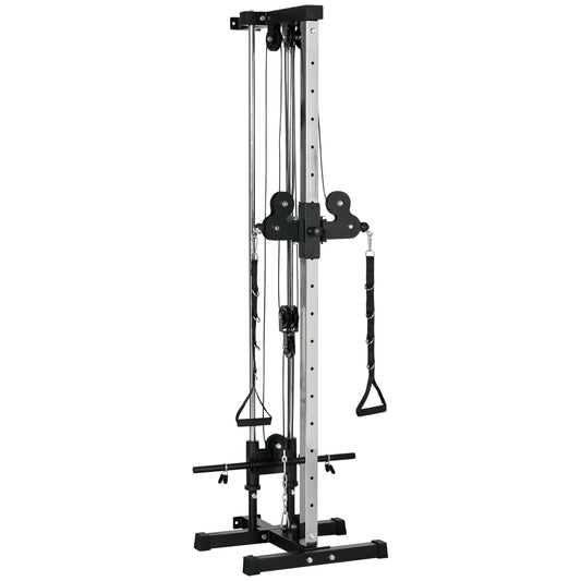 SPORTNOW Wall Mount Cable Machine, 15 Positions Adjustable Cable Crossover Machine Dual Pulley System for Home Gym