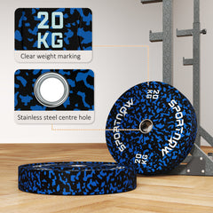 SPORTNOW Olympic Weight Plates Set, Solid Rubber Bumper Plates Weights Discs with 2"/5cm Holes, for Home Gym Weight Lifting Strength Training, 2 x 20kg