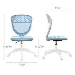 Vinsetto Armless Desk Chair, Mesh Office Chair, Height Adjustable with Swivel Wheels, Blue