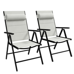 Outsunny Set of Two Padded Garden Chairs - Light Grey