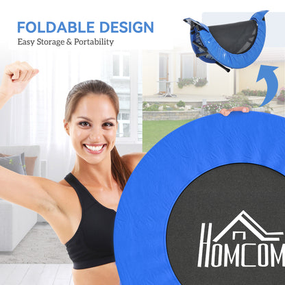 HOMCOM 32" Mini Fitness Trampoline Home Gym Yoga Exercise Rebounder Indoor Outdoor Jumper with Safety Pad, Support Up to 100 KG, Blue and Black