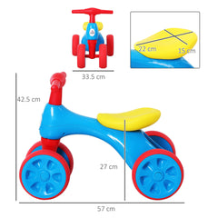 HOMCOM Baby Balance Bike Toddler Training Walker Smooth Rubber Wheels Ride on Toy Storage Bin Gift for Boys Girls Blue Red