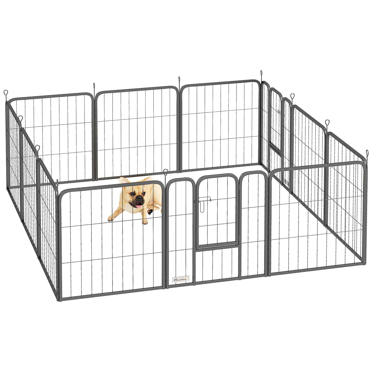 PawHut 12 Panels Heavy Duty Dog Playpen with Doors, for Small Dogs, 60cm High, Black