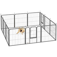 PawHut 12 Panels Heavy Duty Dog Playpen with Doors, for Small Dogs, 60cm High, Black