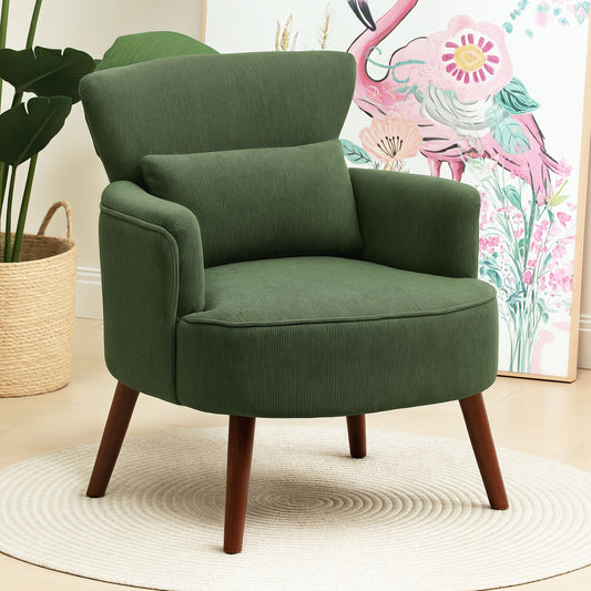 HOMCOM Corduroy Retro Accent Chair - Green