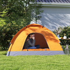 Outsunny 2 Person Camping Tent, Dome Tent with Zipped Doors, Storage Pocket, Portable Handy Bag, Orange