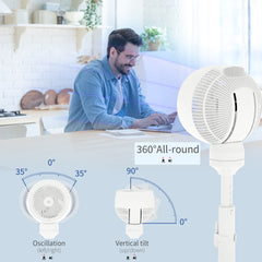 HOMCOM 9'' Air Circulator Fan 3 Speed 3 Mode, 70√Ç¬∞ Oscillation 90√Ç¬∞ Vertical Tilt, Height Adjustable, Remote Controller, for Living Room, Bedroom, Office, White