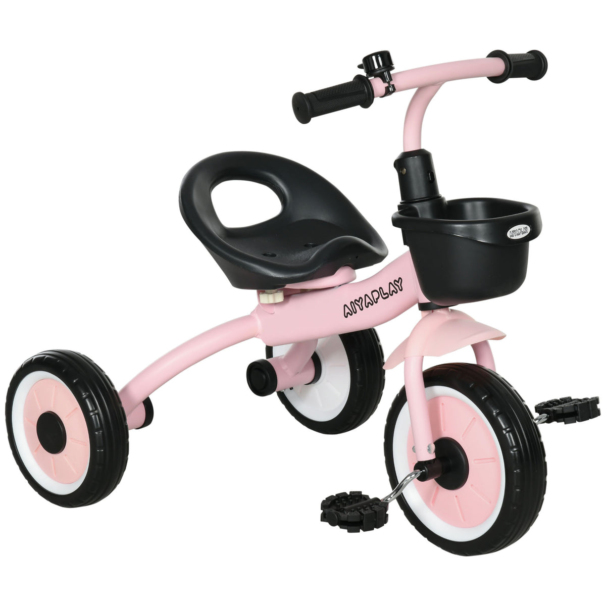 AIYAPLAY Kids Trike, Tricycle, with Adjustable Seat, Basket, Bell, for Ages 2-5 Years - Pink