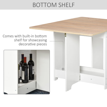 HOMCOM Foldable Dining Table Drop-Leaf Folding Desk Side Console with Storage Shelf for Kitchen,Dining Room