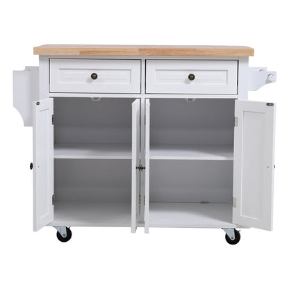 83cm Height Modern Rolling Wooden Kitchen Island Cart with Storage Cabinet