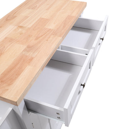 83cm Height Modern Rolling Wooden Kitchen Island Cart with Storage Cabinet