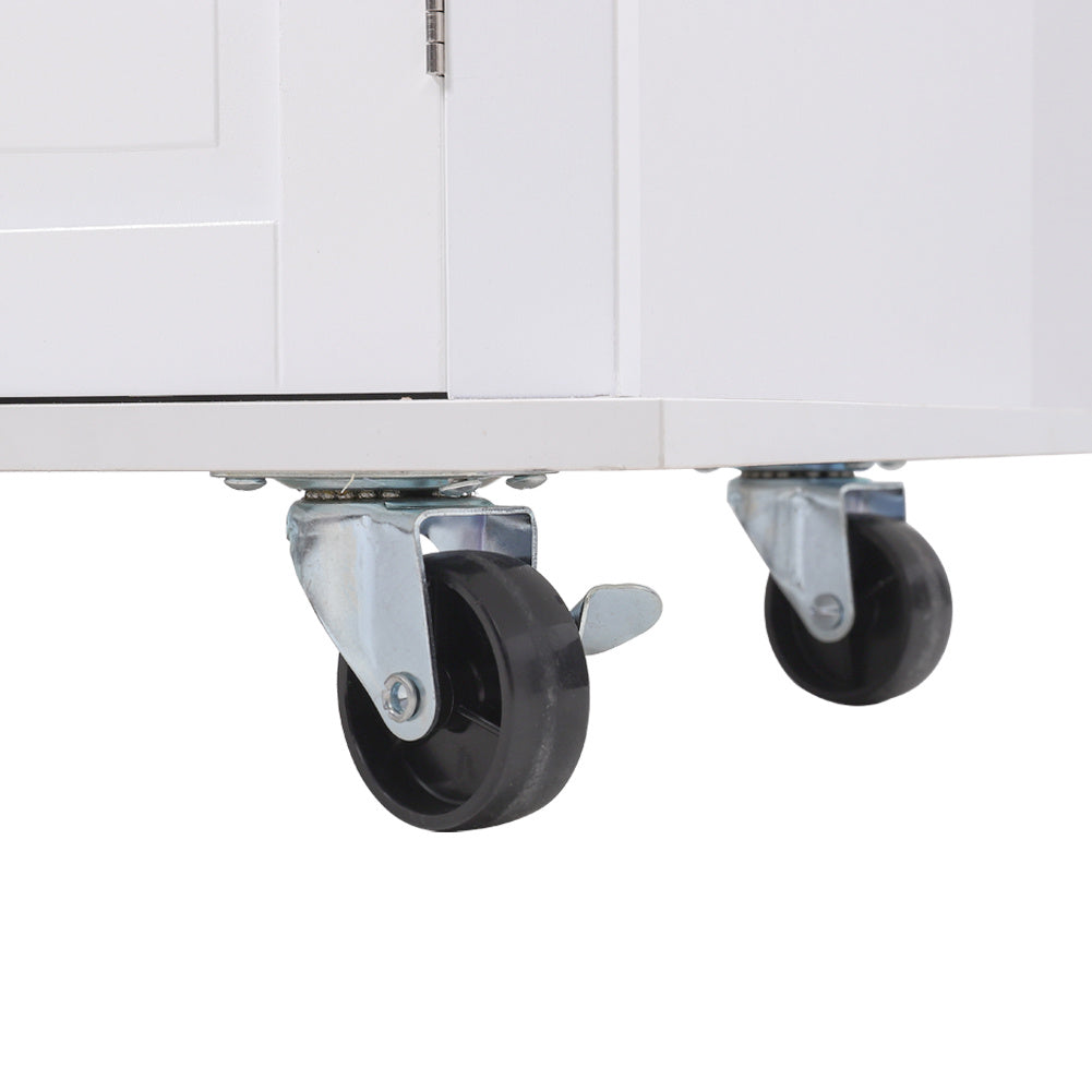 83cm Height Modern Rolling Wooden Kitchen Island Cart with Storage Cabinet