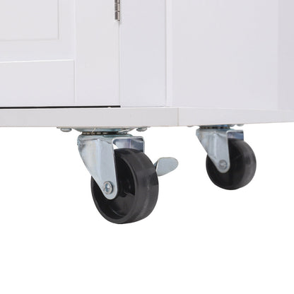 83cm Height Modern Rolling Wooden Kitchen Island Cart with Storage Cabinet