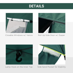 Outsunny Beach Tent for 1-2 Person Pop-up Design with 2 Mesh Windows & 2 Doors Dark Green