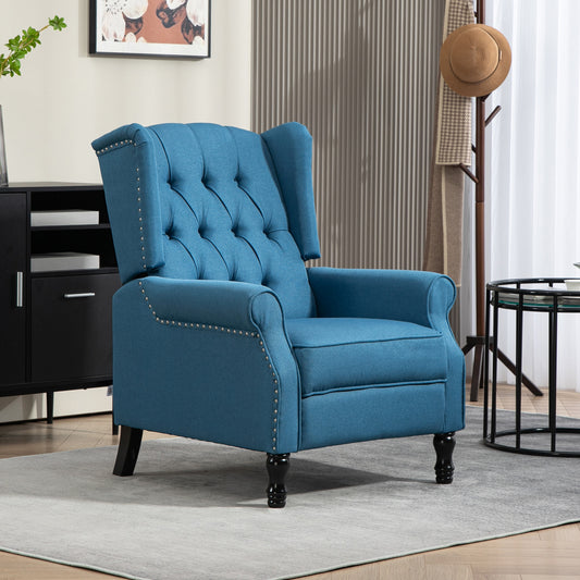 HOMCOM 150√Ç¬∞ Reclining Vintage Armchair, with footrest - Blue