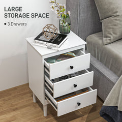 HOMCOM Set of Two Three-Drawer Modern Bedside Tables - White