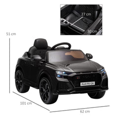 HOMCOM Audi RS Q8 Licensed Electric Car for Kids, 6V Kids' Electric Ride on with Remote Control, 7Ah Big Battery, Lights Bluetooth, Music USB MP3, for 3-5 Years Old, Black