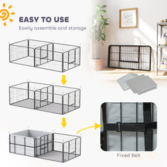 PawHut 7 Panel Dog Whelping Box, Dog Playpen with Washable Whelping Pads, Windproof Fabric, for Small and Medium Dogs