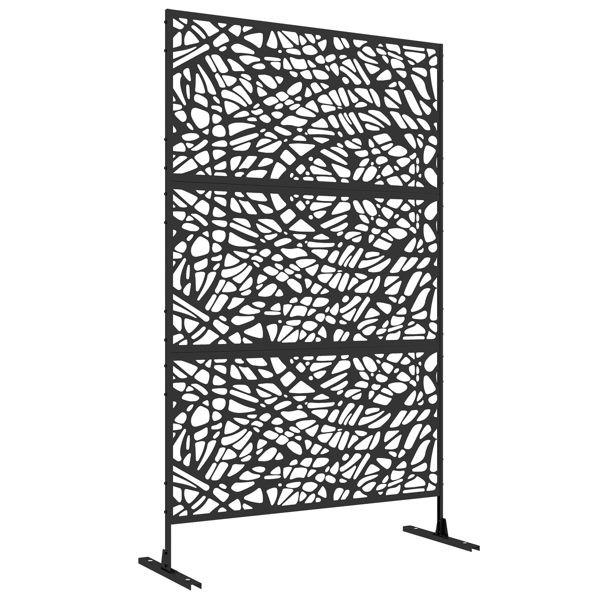 Outsunny Metal Decorative Privacy Screen Outdoor Divider, Black Twisted Lines