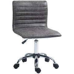 HOMCOM Adjustable Swivel Office Chair with Armless Mid-Back in Microfibre Cloth and Chrome Base - Grey