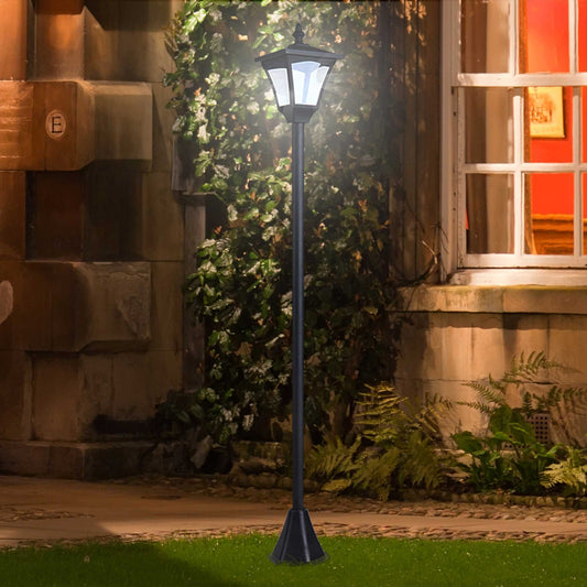 Outsunny Outdoor Garden Solar Post Lamp Photosensitive LED Lantern Bollard Pathway 1.2M Tall √¢‚Ç¨‚Äú Black