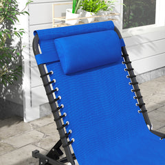 Outsunny Set of Two Folding Sun Loungers, with Four-Position Backs - Blue