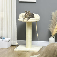 PawHut Cat Tree, with Sisal Wrapped Scratching Post - Cream