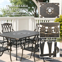 Outsunny Seven-Piece Cast Aluminium Garden Dining Set - Bronze Tone